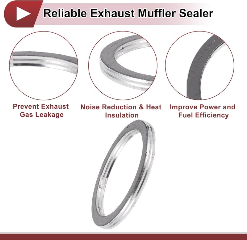 REPAIROCK ID 51.5mm Exhaust Manifold Gasket Prevent Leak Noise Exhaust Donut Gasket Muffler Ring Exhaust Flange Gasket for Car SUV Graphite Stainless Steel - Image 5